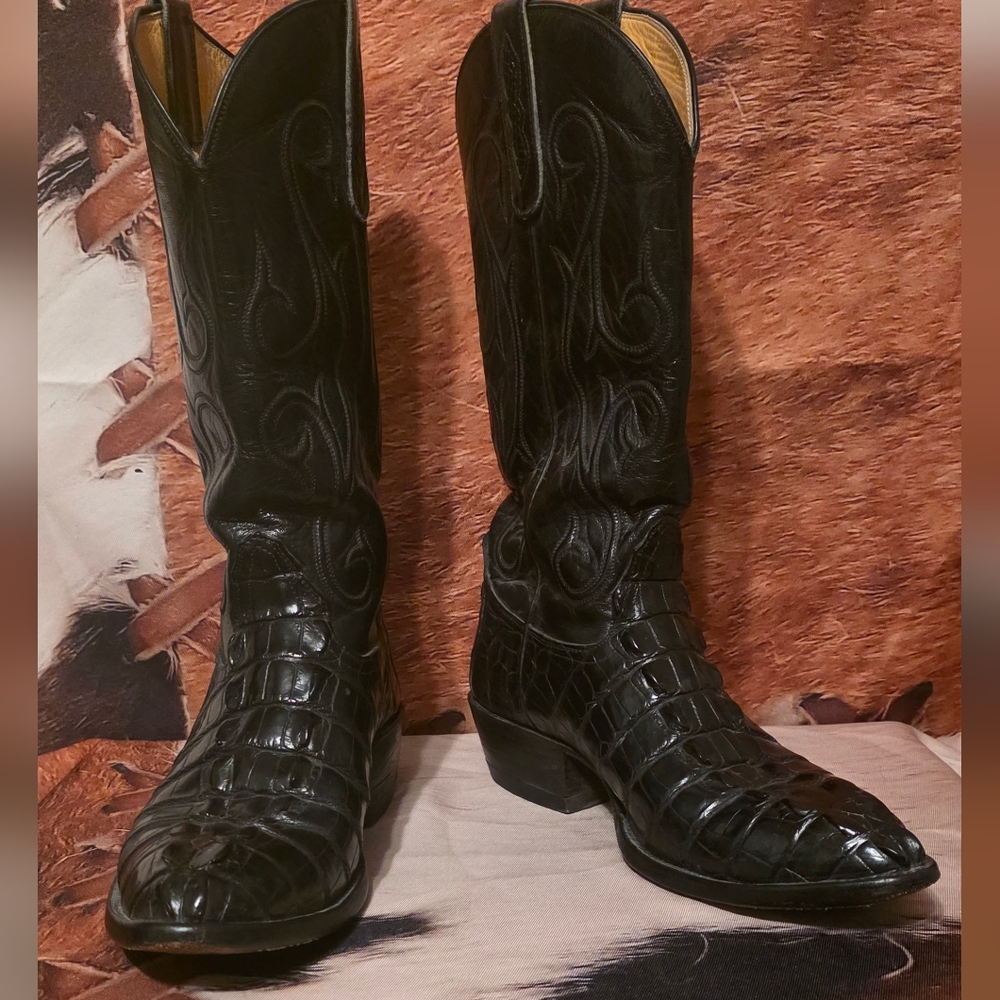 Black Leather Cowboy Boots